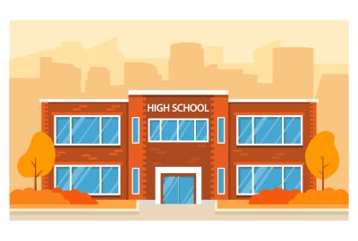 autumn-high-school-building-education-background-flat-illustration-vector